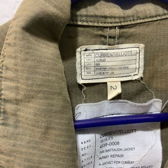 Current Elliott The Batallion Jacket army repair Green Distressed sz 2 - Picture 4 of 14